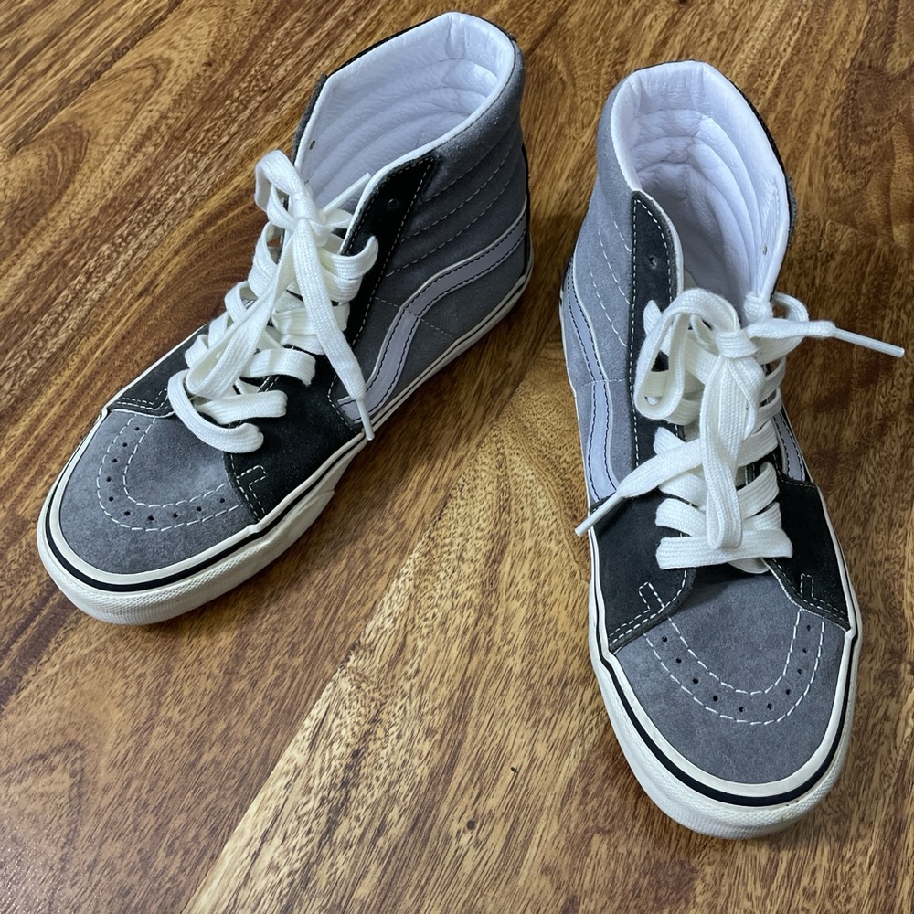 Vans White, Gray And Black High-Top Sneakers